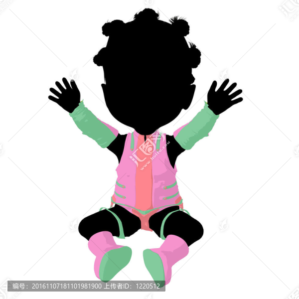 美國黑人小女孩插畫剪影