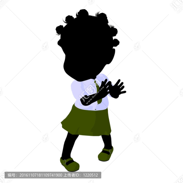 美國黑人小女孩插畫剪影