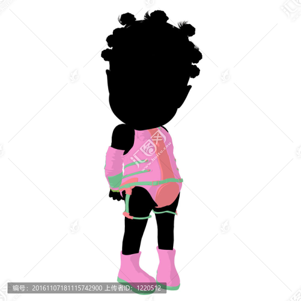 美國黑人小女孩插畫剪影
