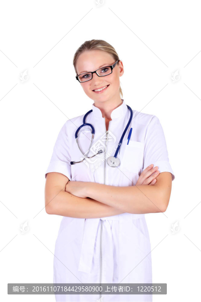 年輕的女醫(yī)生用聽診器
