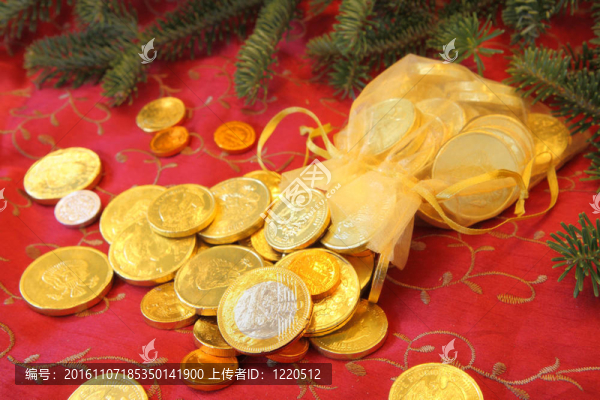 黃金巧克力硬幣作為圣誕禮物