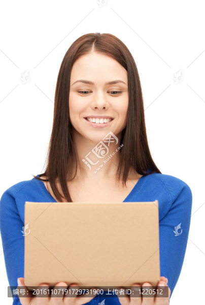 漂亮的女商人紙板箱