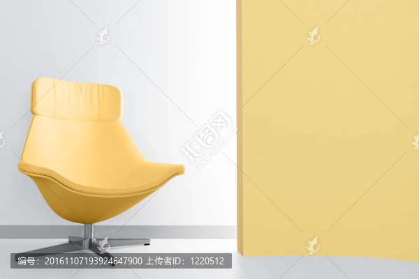 空房間里的黃色豪華扶手椅