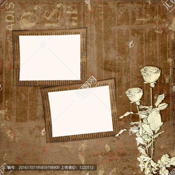 在剪貼簿風(fēng)格的背景與玫瑰垃圾紙?jiān)O(shè)計(jì)