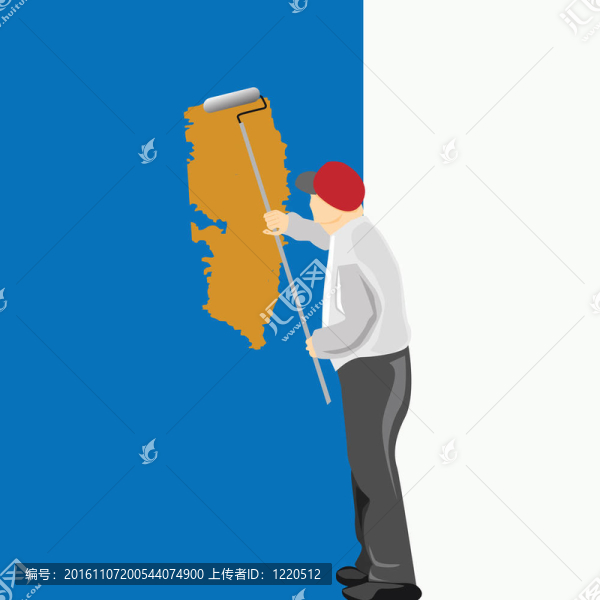 人畫一個(gè)藍(lán)色的墻壁插圖