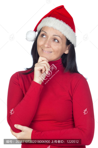 憂郁的女孩與圣誕帽