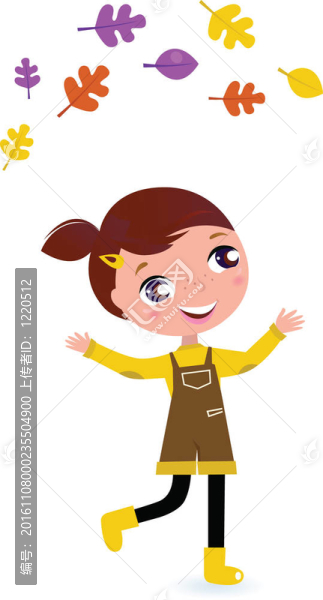 可愛的小女孩把戲與秋葉白色隔離