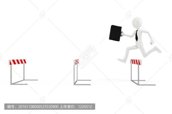 有跑步障礙的3D商務男士