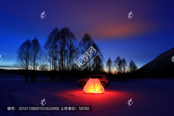 雪原帳篷暮色