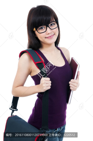快樂女學生攜書包