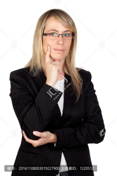 沉思的女商人戴眼鏡