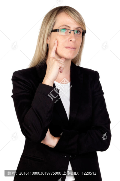 沉思的女商人戴眼鏡
