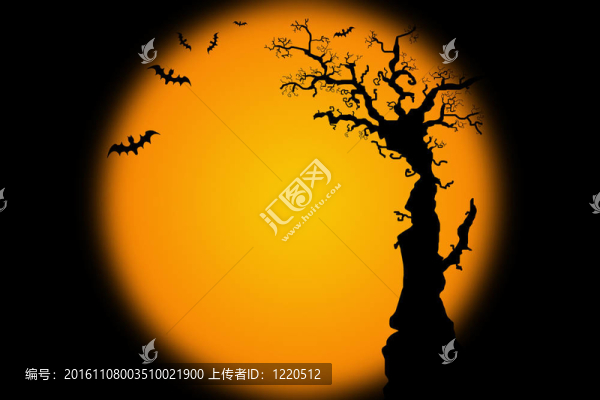 hallowwen背景說明蝙蝠的樹