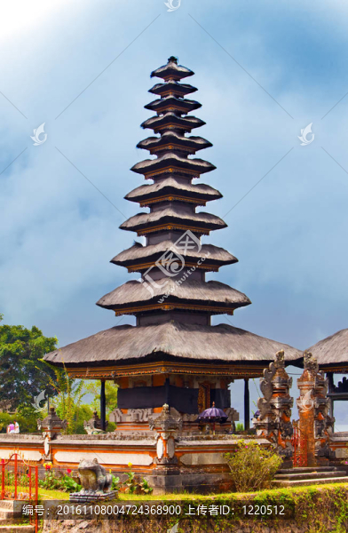 Ulun,Danu廟湖當(dāng)時(shí)；巴厘；印度尼西亞