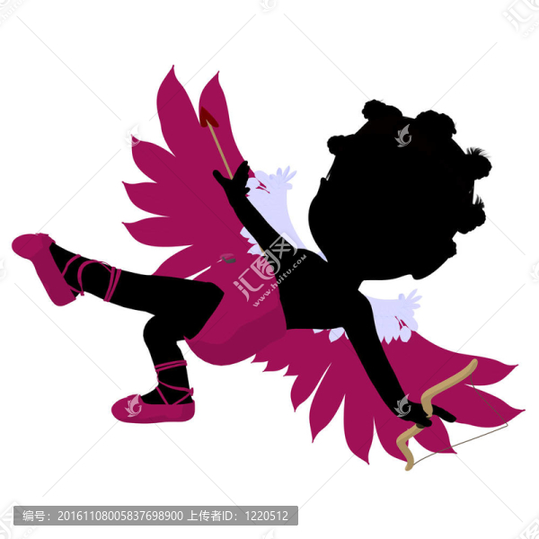 小非洲裔丘比特女孩插畫剪影