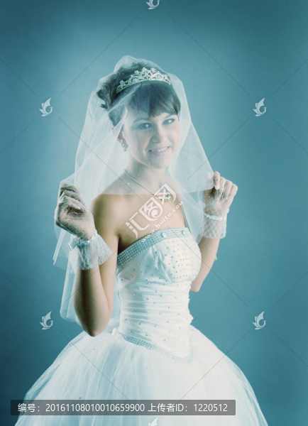 新娘穿著優(yōu)雅的白色婚紗