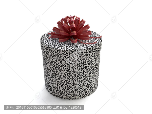 帶紅絲帶的圓形禮品盒