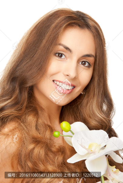 美麗的女人與蘭花