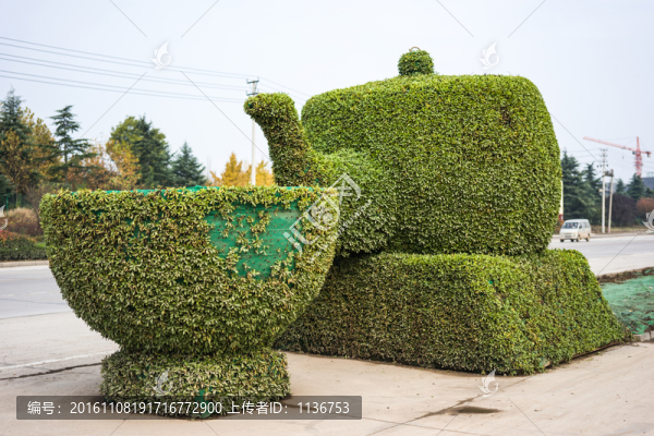 植物雕塑茶壺