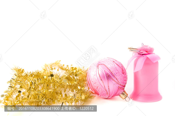 金色閃亮的粉紅色的玻璃裝飾