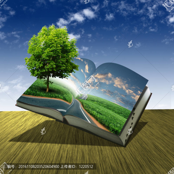 里面有綠色景觀的書