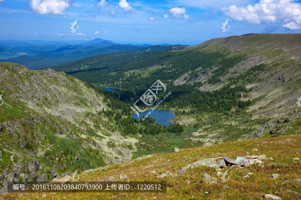 高山湖泊的俯視圖