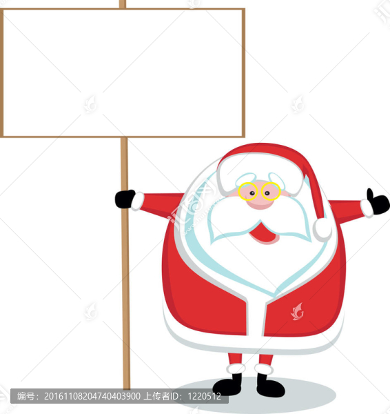 Cartoon,Santa控股空白標(biāo)志。