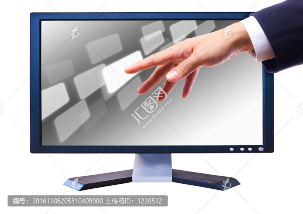 液晶屏幕上的手觸摸按鈕
