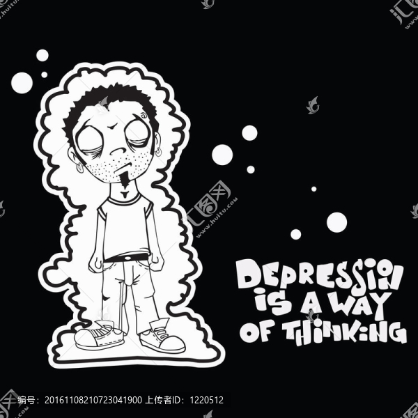 抑郁男孩的插圖