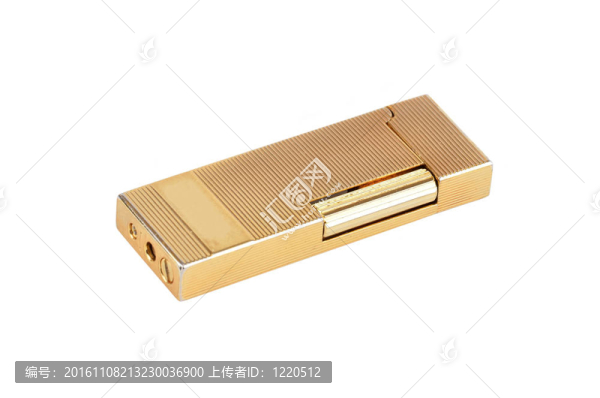 優(yōu)雅的金色氣體打火機(jī)，白色背景上孤立