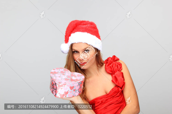 美麗的年輕快樂的圣誕女人