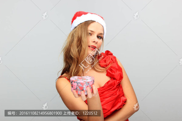 美麗的年輕快樂的圣誕女人