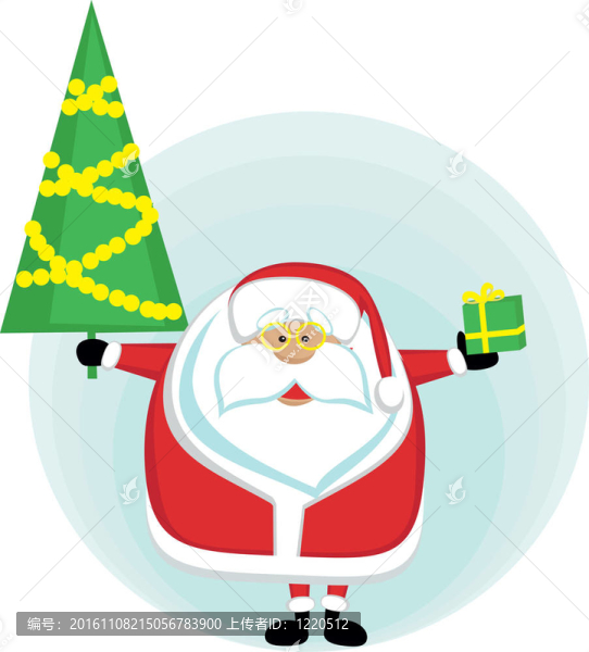 Santa拿著圣誕樹和預(yù)