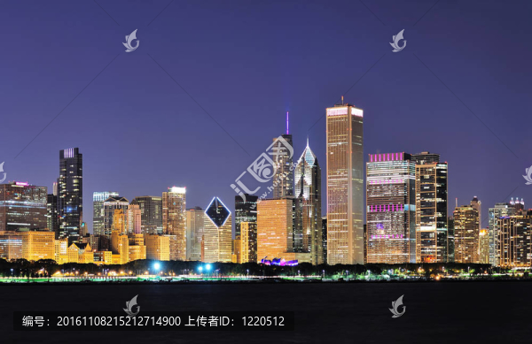 黃昏的芝加哥天際線