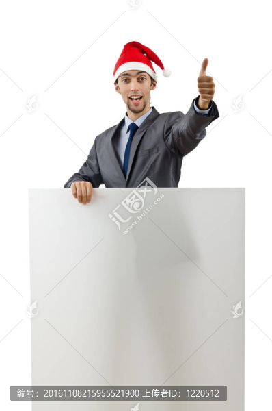 商人在圣誕老人帶著空白的信息