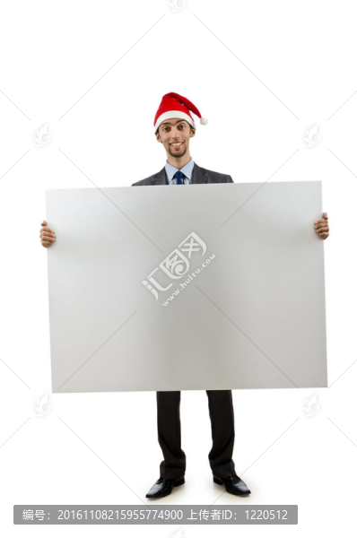 商人在圣誕老人帶著空白的信息