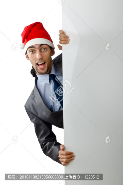商人在圣誕老人帶著空白的信息