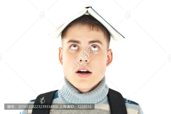 學(xué)生頭像與白底背景的肖像