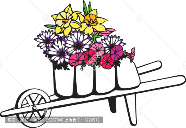 獨(dú)輪車(chē)充滿(mǎn)鮮花