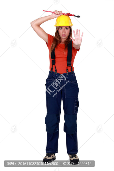 女建筑工做停車標(biāo)志。