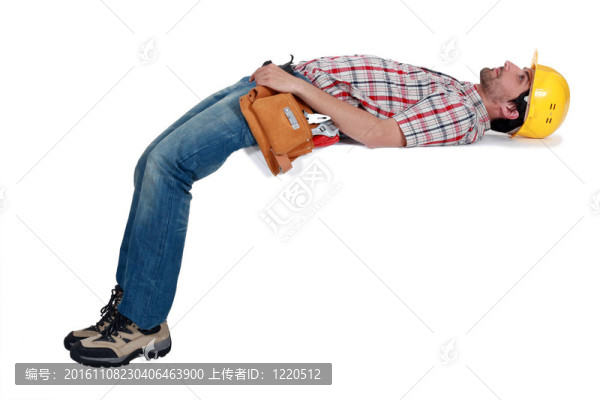 勞動者說謊；在白色背景下孤立