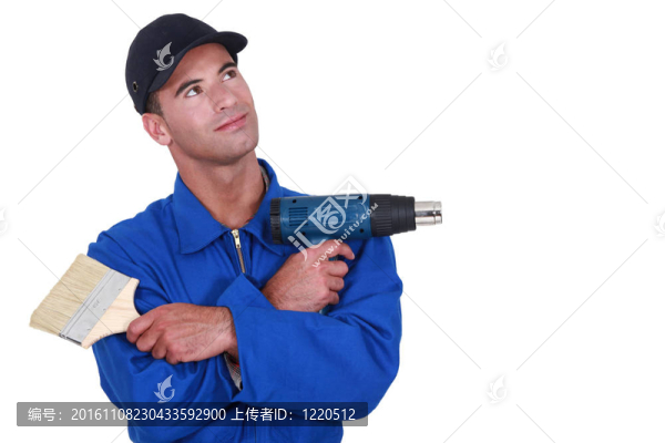 在白色背景的勤雜工