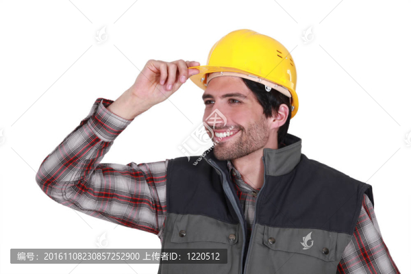 一位建筑工人說你好。