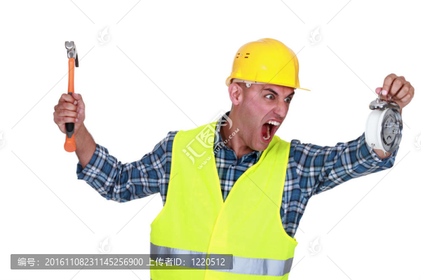 憤怒的商人看時間