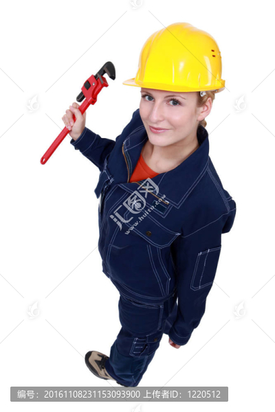 帶扳手的女工人