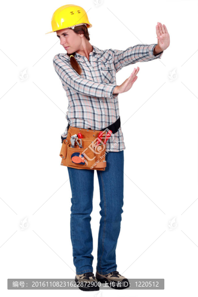 女人做標(biāo)志停止
