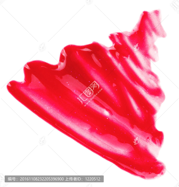 紅色流體唇彩樣品；白色分離