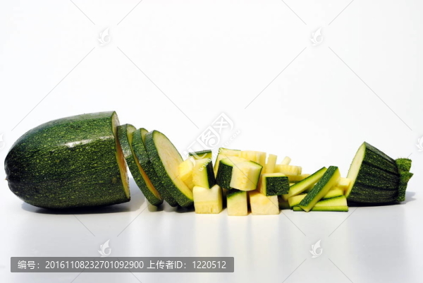 南瓜切塊方式不同；白色隔離