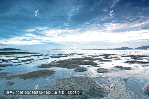 香港沿海岸的黃昏日落