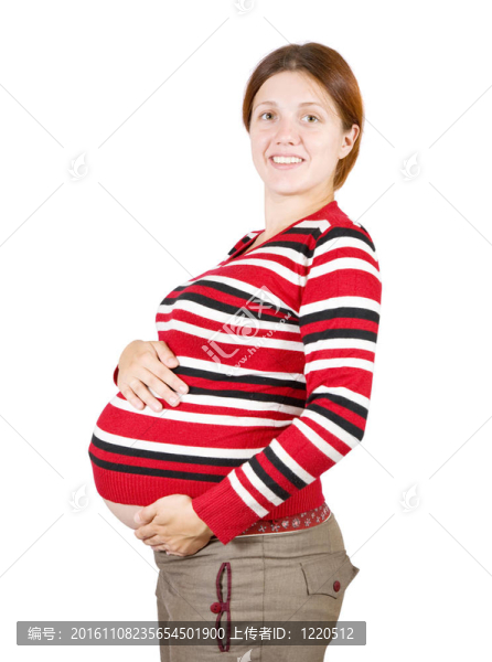 抱孕婦肚子的女人